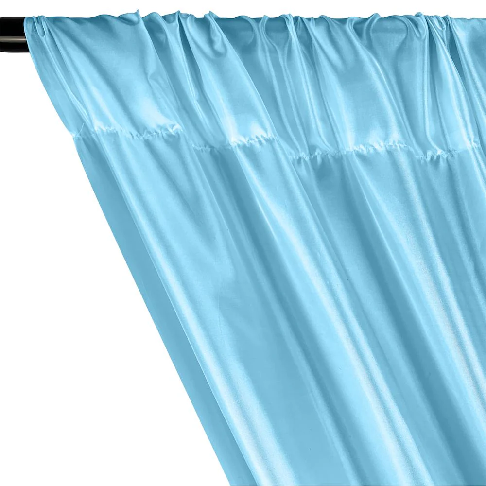 Poly China Silk Lining Rod Pocket Curtains - Sky Blue - Image 2