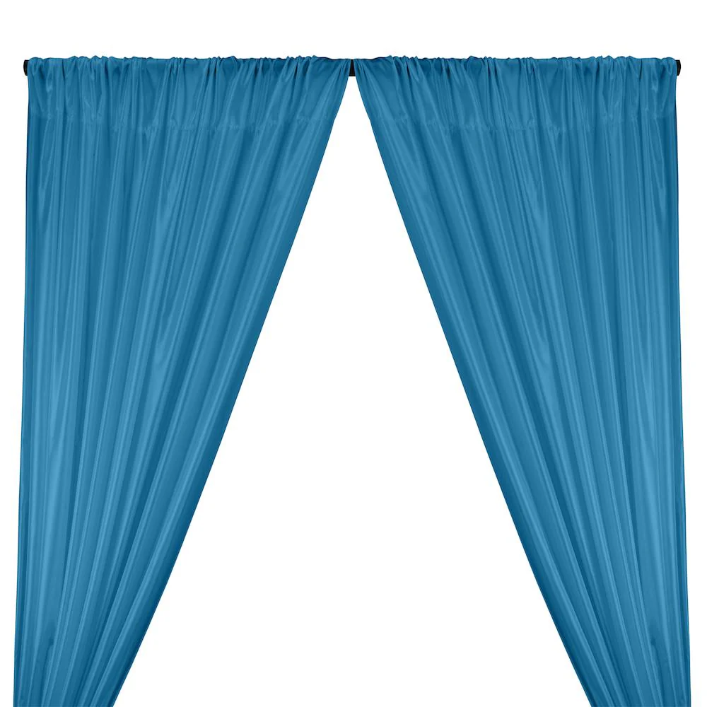 Poly China Silk Lining Rod Pocket Curtains - Turquoise