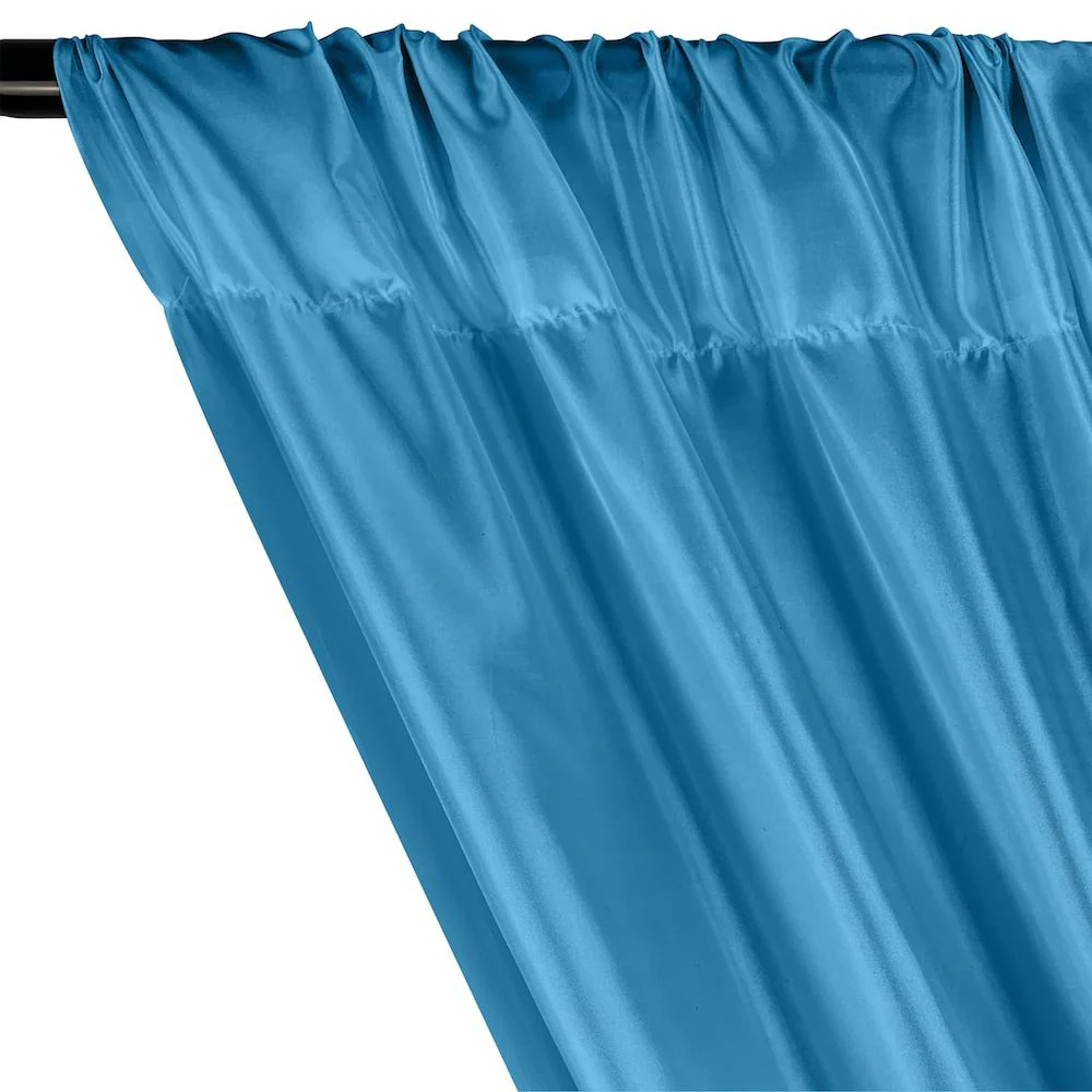 Poly China Silk Lining Rod Pocket Curtains - Turquoise - Image 2