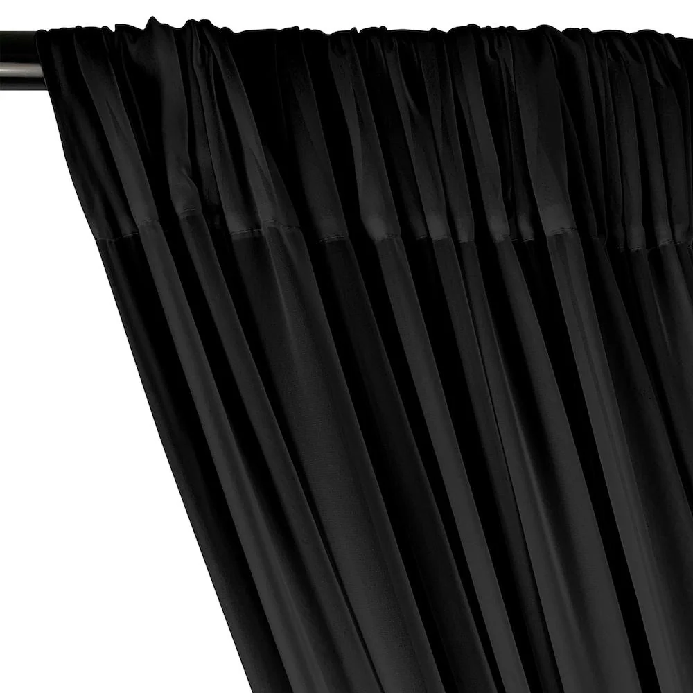 Polyester Chiffon Rod Pocket Curtains - Black - Image 2
