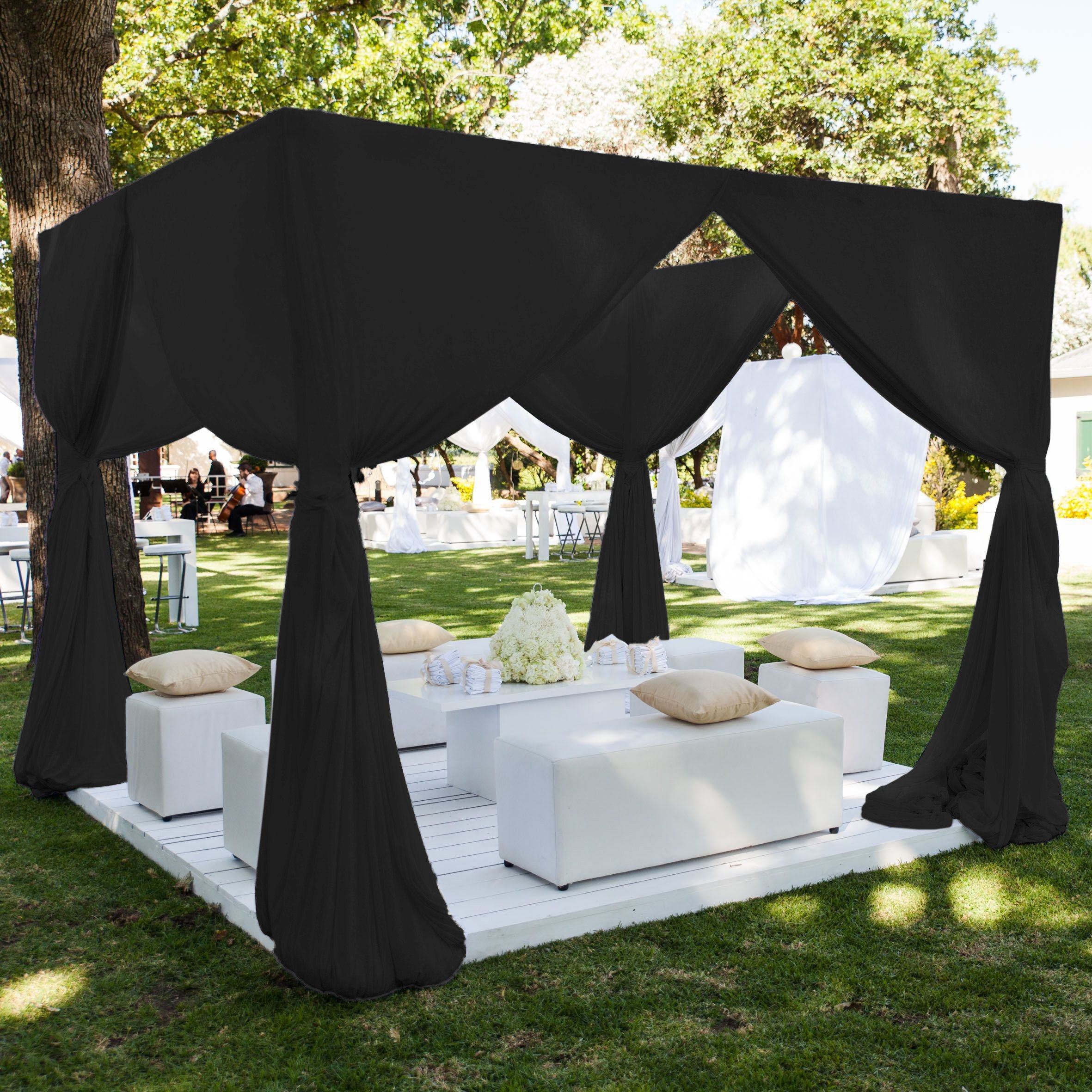 Polyester Chiffon Rod Pocket Curtains - Black - Image 3