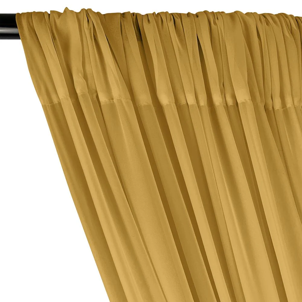 Polyester Chiffon Rod Pocket Curtains - Gold - Image 2