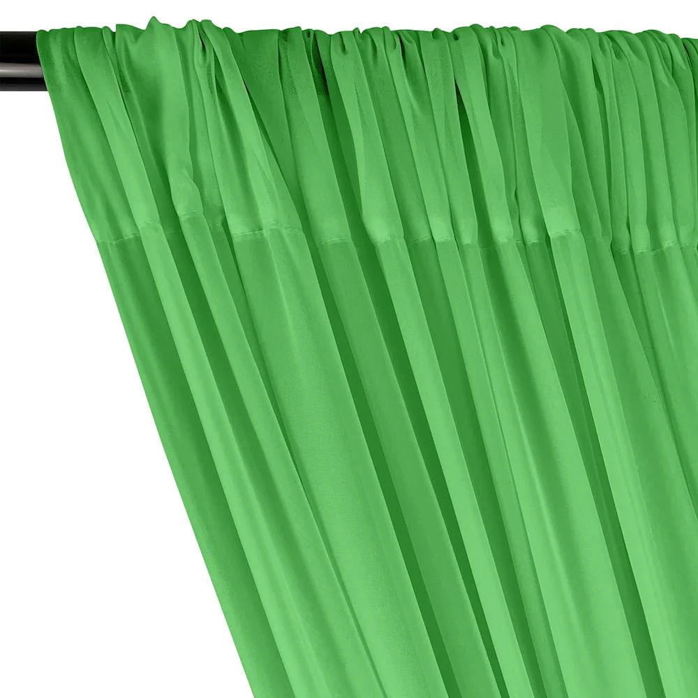 Polyester Chiffon Rod Pocket Curtains - Kelly Green - Image 2