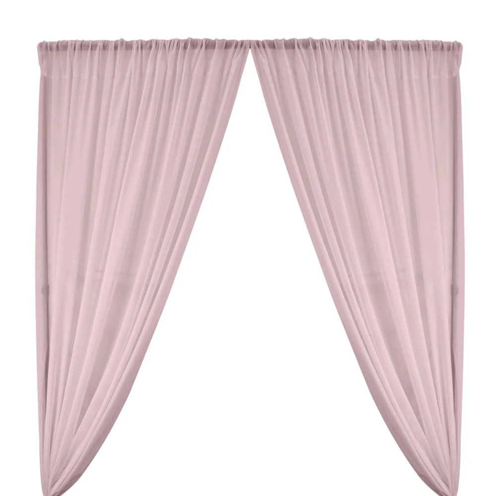 Polyester Chiffon Rod Pocket Curtains - Light Pink