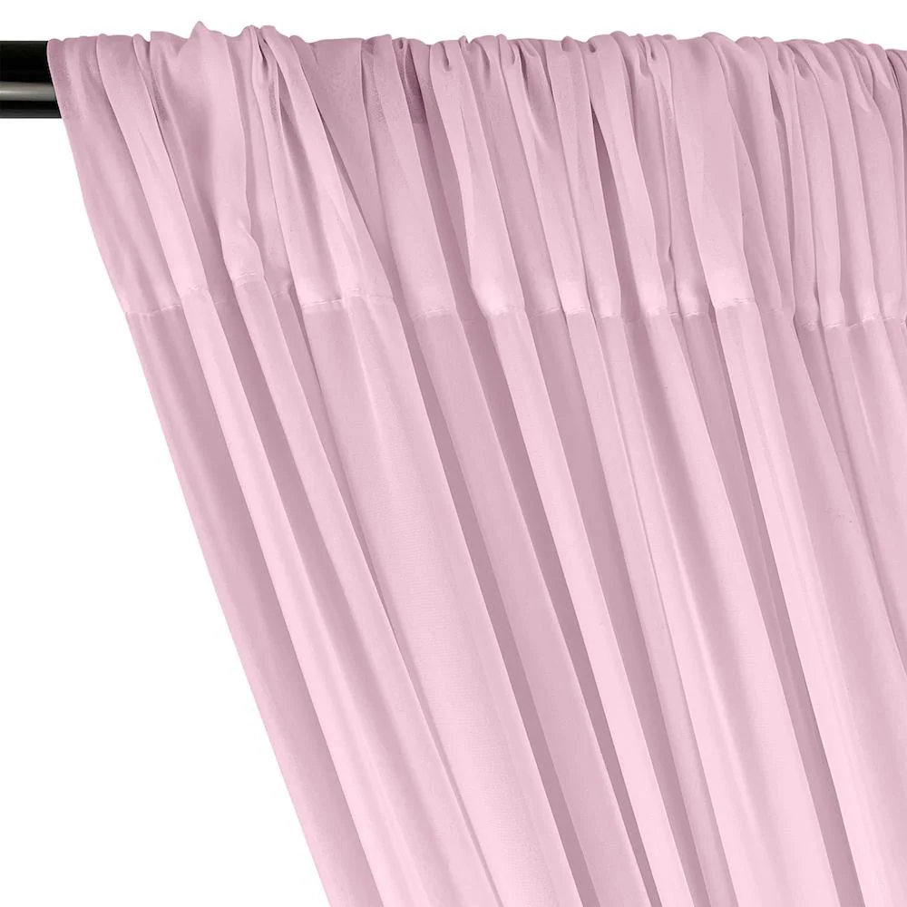 Polyester Chiffon Rod Pocket Curtains - Light Pink - Image 2