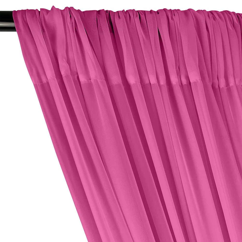 Polyester Chiffon Rod Pocket Curtains - Magenta - Image 2