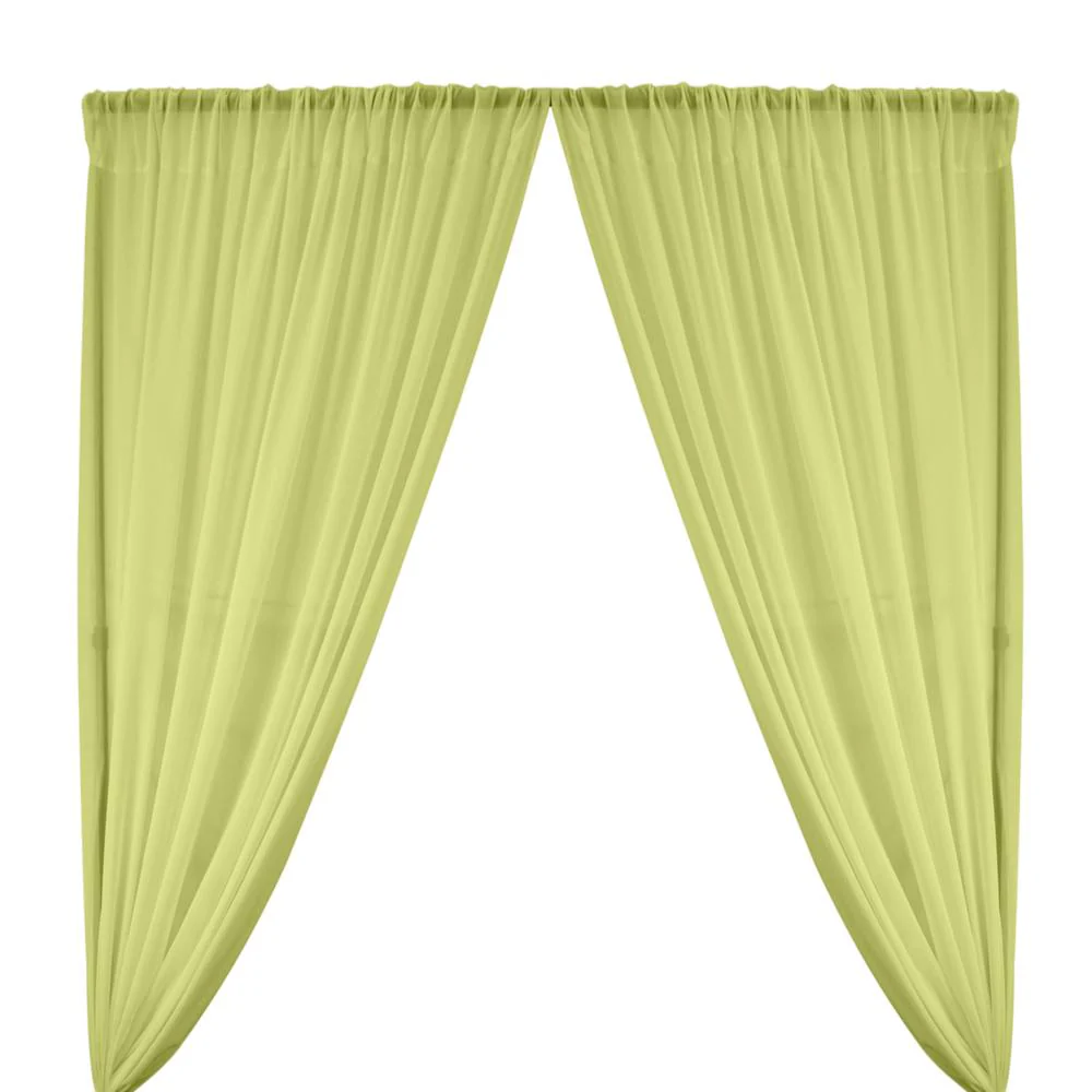 Polyester Chiffon Rod Pocket Curtains - Mint Green