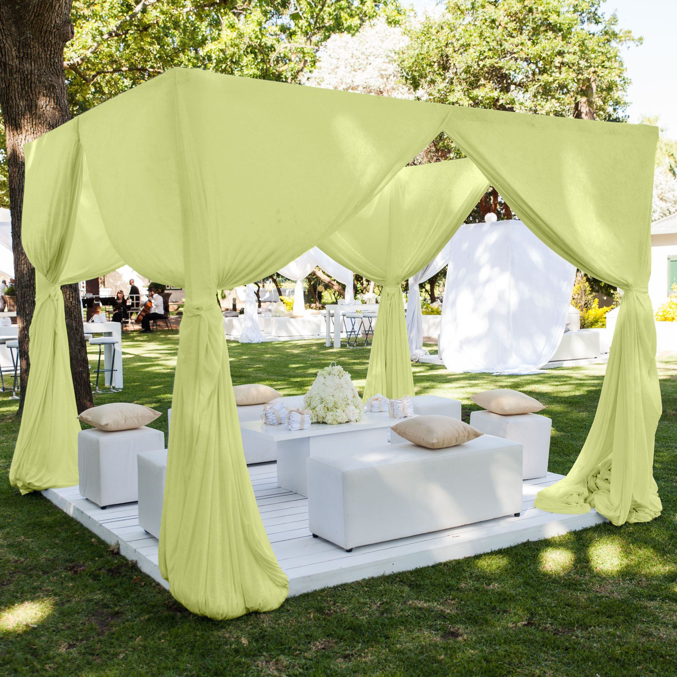 Polyester Chiffon Rod Pocket Curtains - Mint Green - Image 3