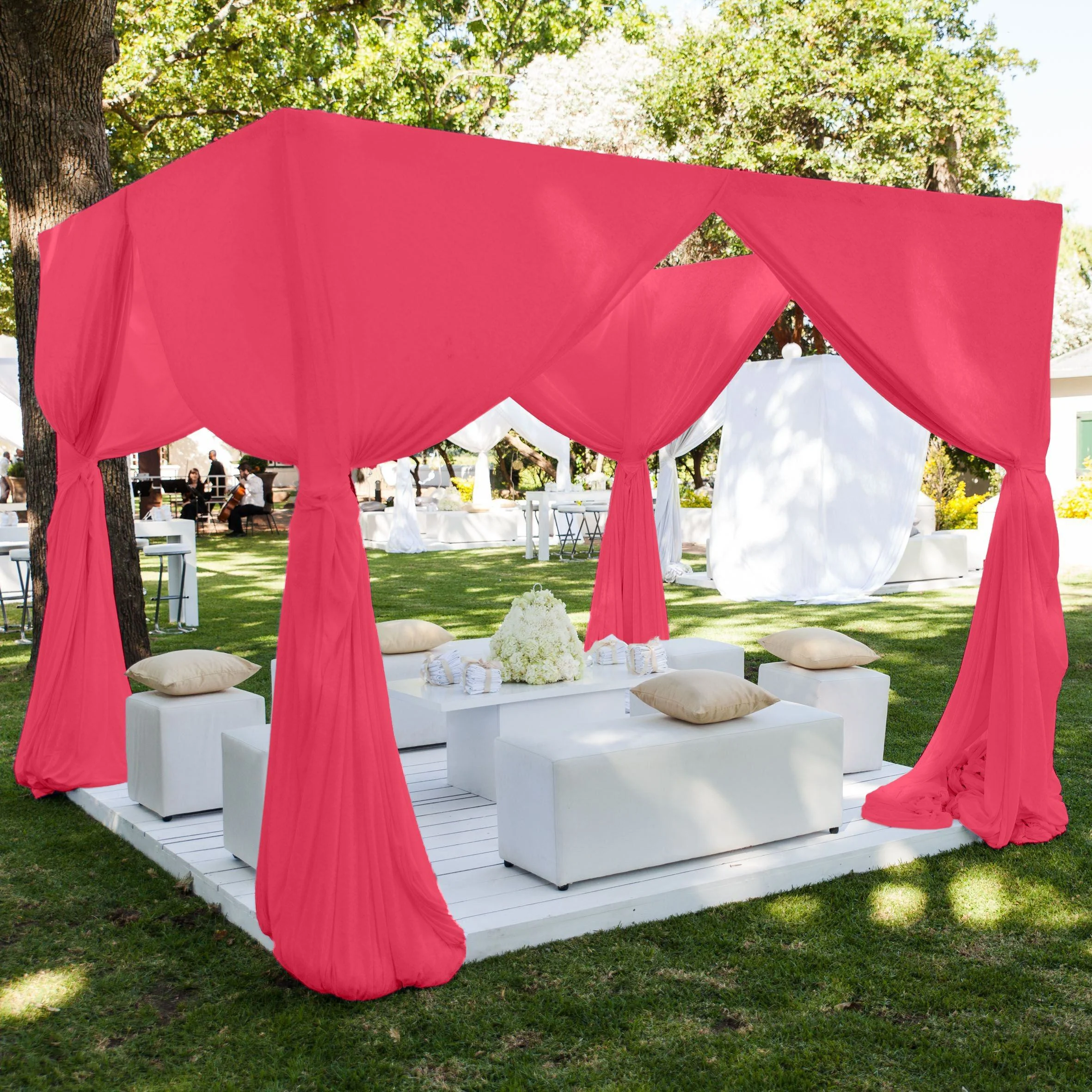 Polyester Chiffon Rod Pocket Curtains - Neon Fuchsia - Image 3