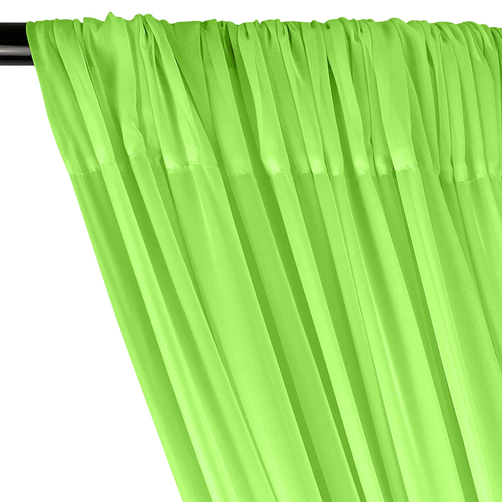 Polyester Chiffon Rod Pocket Curtains - Neon Green - Image 2