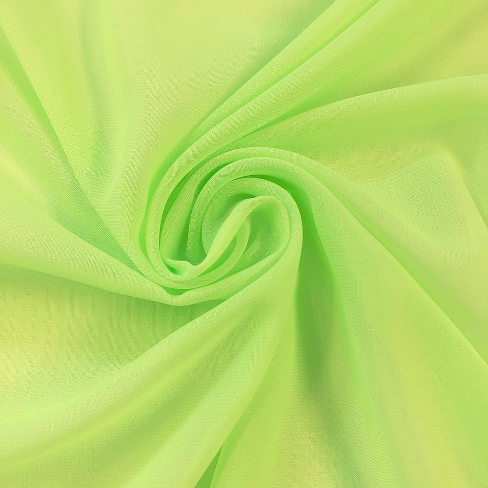 Polyester Chiffon Rod Pocket Curtains - Neon Green - Image 4