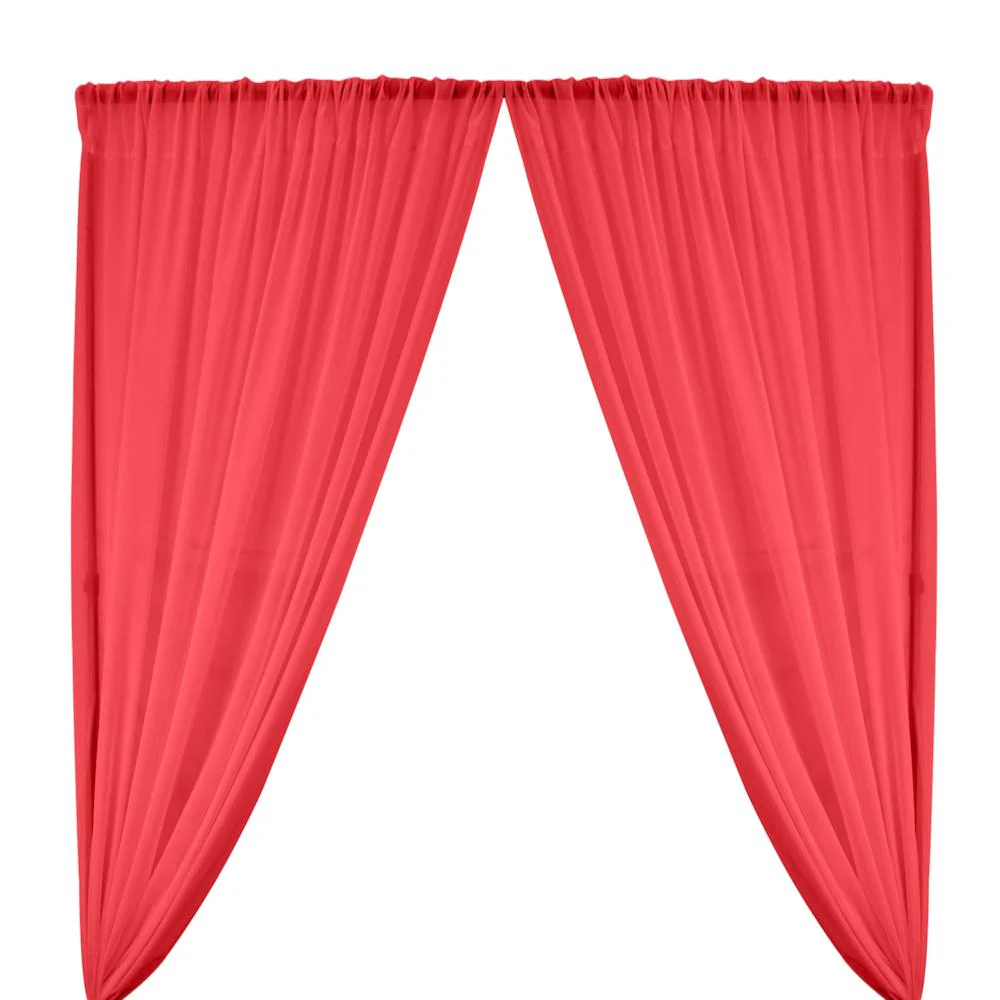 Polyester Chiffon Rod Pocket Curtains - Neon Pink