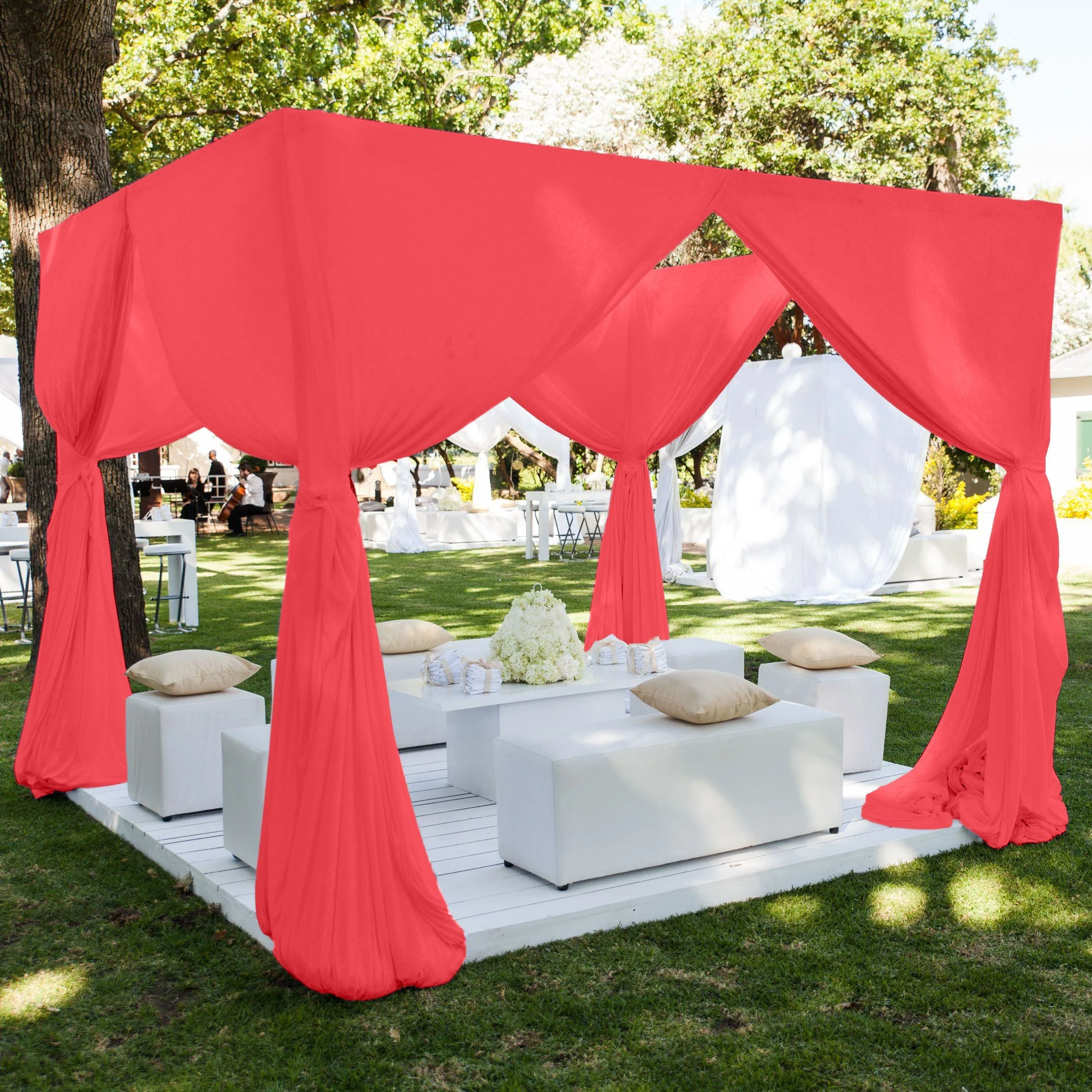 Polyester Chiffon Rod Pocket Curtains - Neon Pink - Image 3