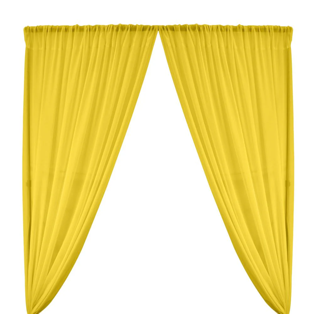 Polyester Chiffon Rod Pocket Curtains - Neon Yellow