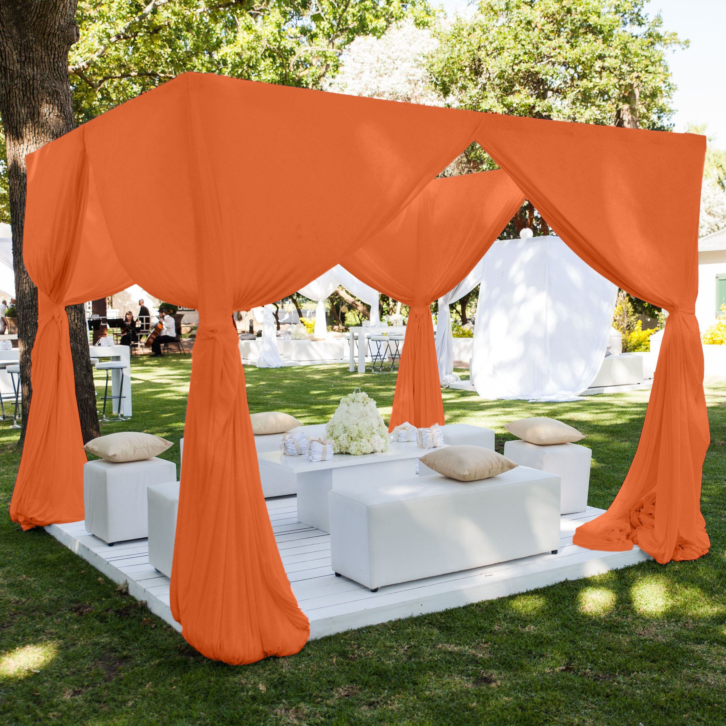 Polyester Chiffon Rod Pocket Curtains - Orange - Image 3