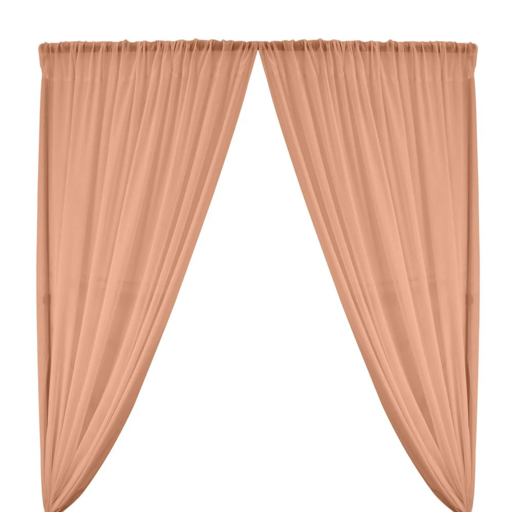 Polyester Chiffon Rod Pocket Curtains - Peach