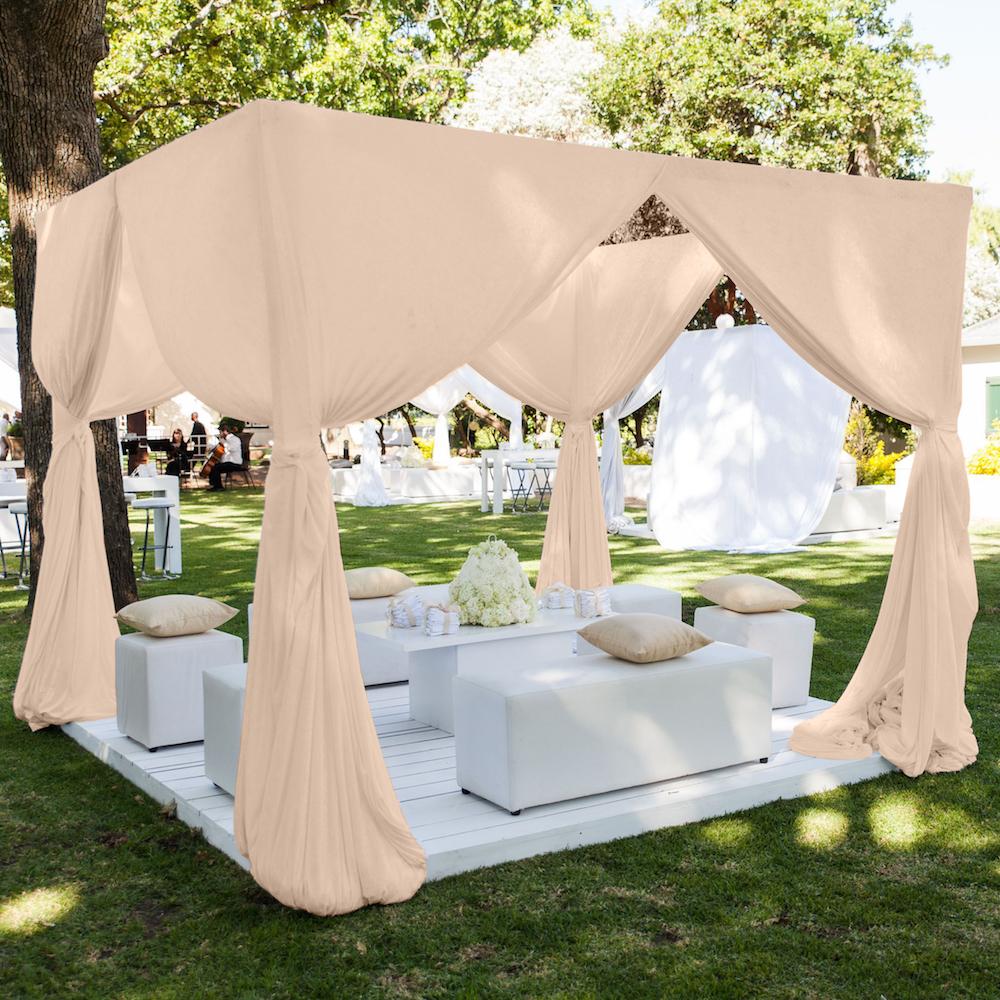 Polyester Chiffon Rod Pocket Curtains - Rose Gold - Image 3