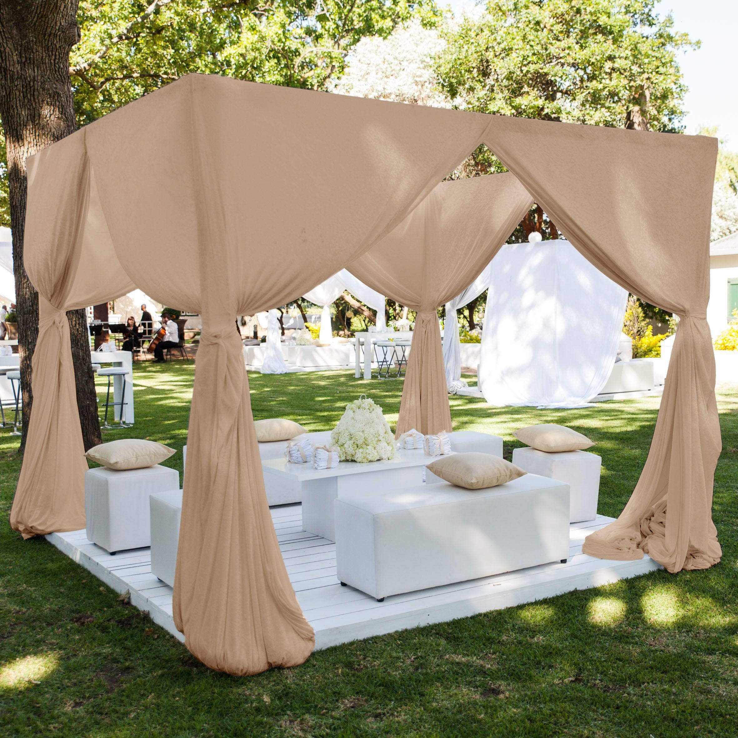 Polyester Chiffon Rod Pocket Curtains - Sand - Image 3
