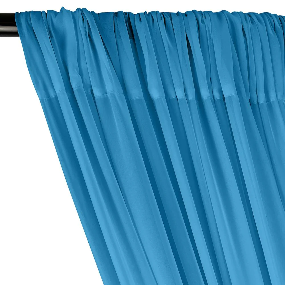 Polyester Chiffon Rod Pocket Curtains - Turquoise - Image 2