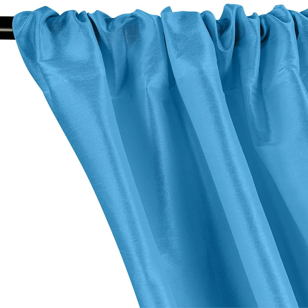 Polyester Dupioni Rod Pocket Curtains - Baby Blue 160 - Image 2