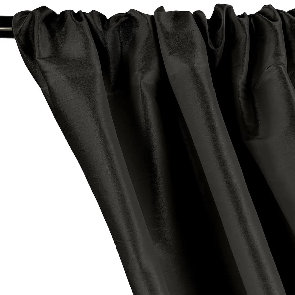 Polyester Dupioni Rod Pocket Curtains - Black 168 - Image 2