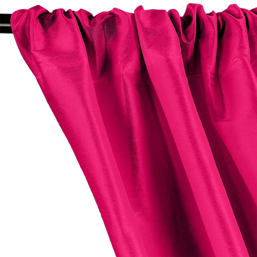 Polyester Dupioni Rod Pocket Curtains - Fuchsia 169 - Image 2
