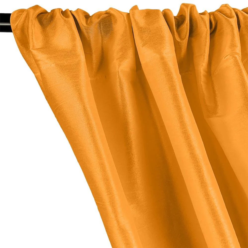 Polyester Dupioni Rod Pocket Curtains - Gold - Image 2