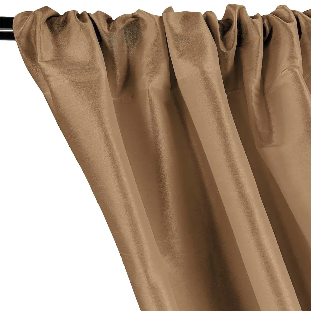 Polyester Dupioni Rod Pocket Curtains - Sand 119 - Image 2