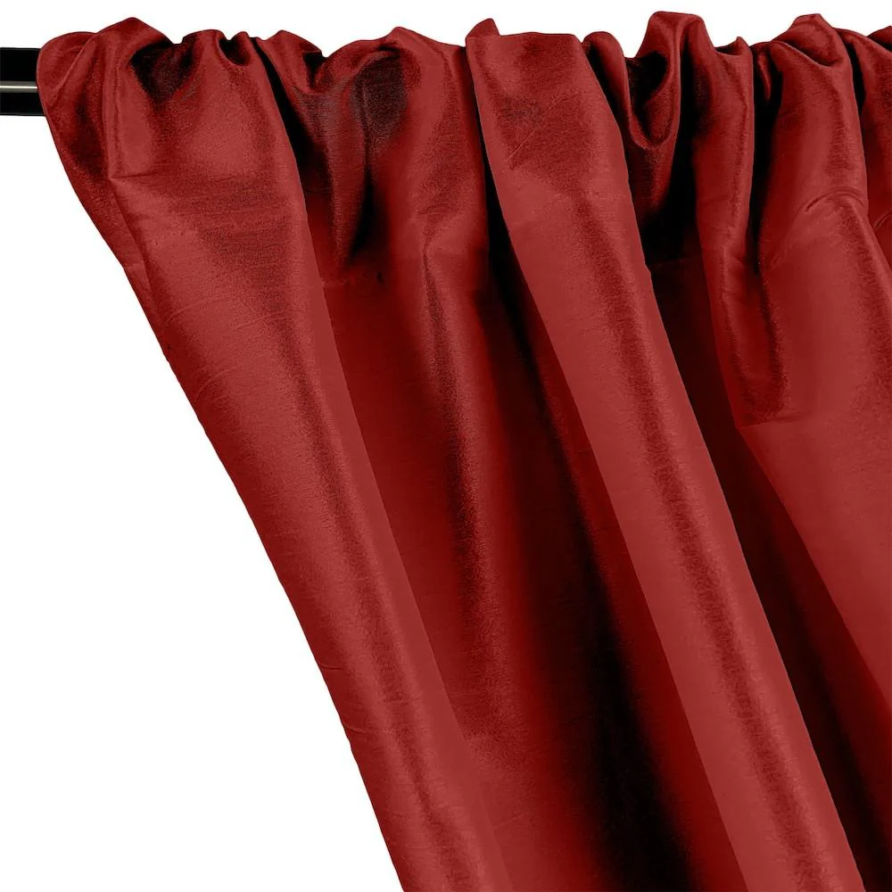 Polyester Dupioni Rod Pocket Curtains - Wine 156 - Image 2