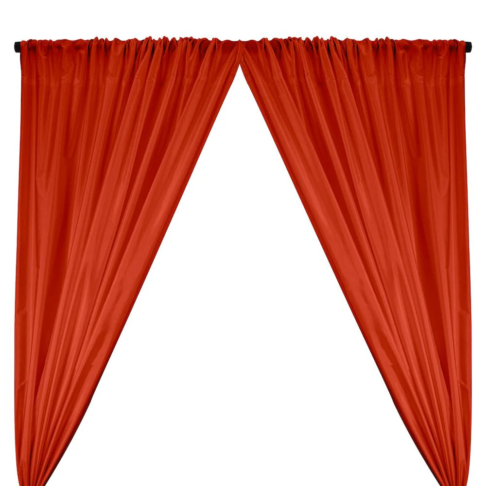 Polyester Taffeta Lining Rod Pocket Curtains - Red