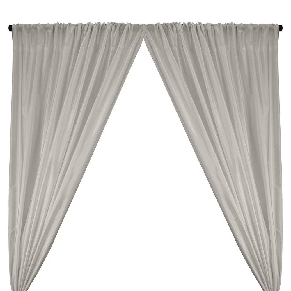 Polyester Taffeta Lining Rod Pocket Curtains - Silver