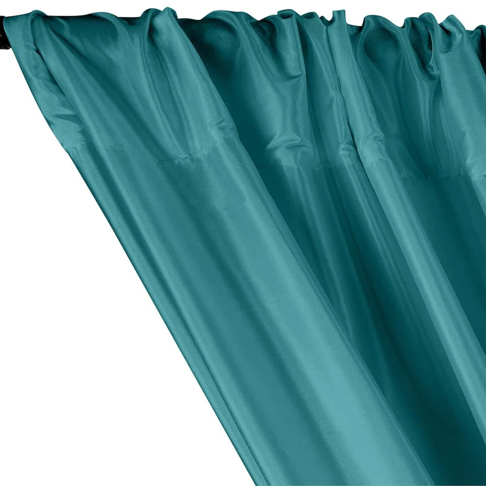 Polyester Taffeta Lining Rod Pocket Curtains - Teal - Image 2