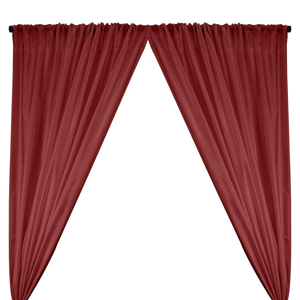 Polyester Taffeta Lining Rod Pocket Curtains - Wine