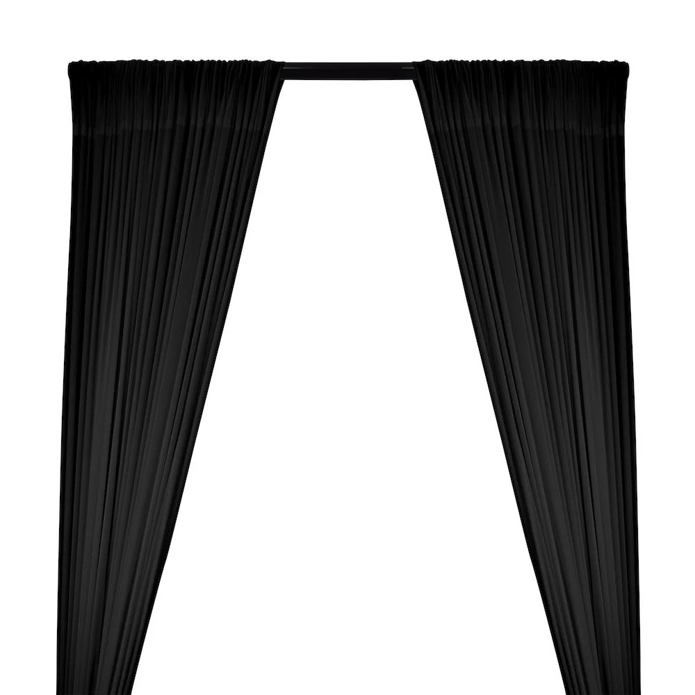 Power Mesh Rod Pocket Curtains - Black