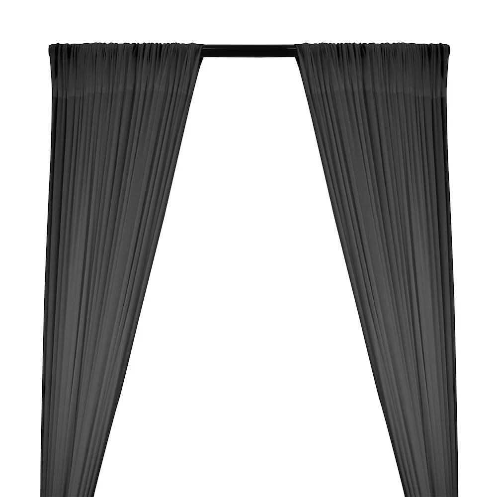 Power Mesh Rod Pocket Curtains - Charcoal