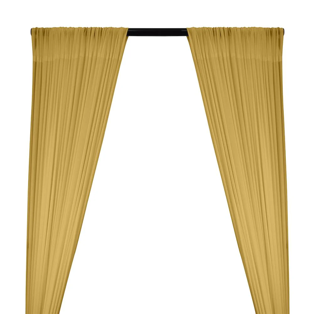 Power Mesh Rod Pocket Curtains - Gold