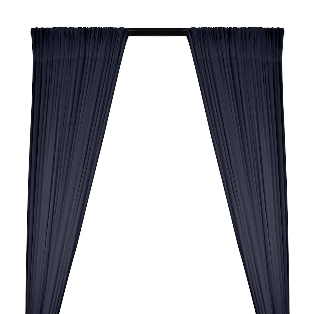 Power Mesh Rod Pocket Curtains - Navy Blue