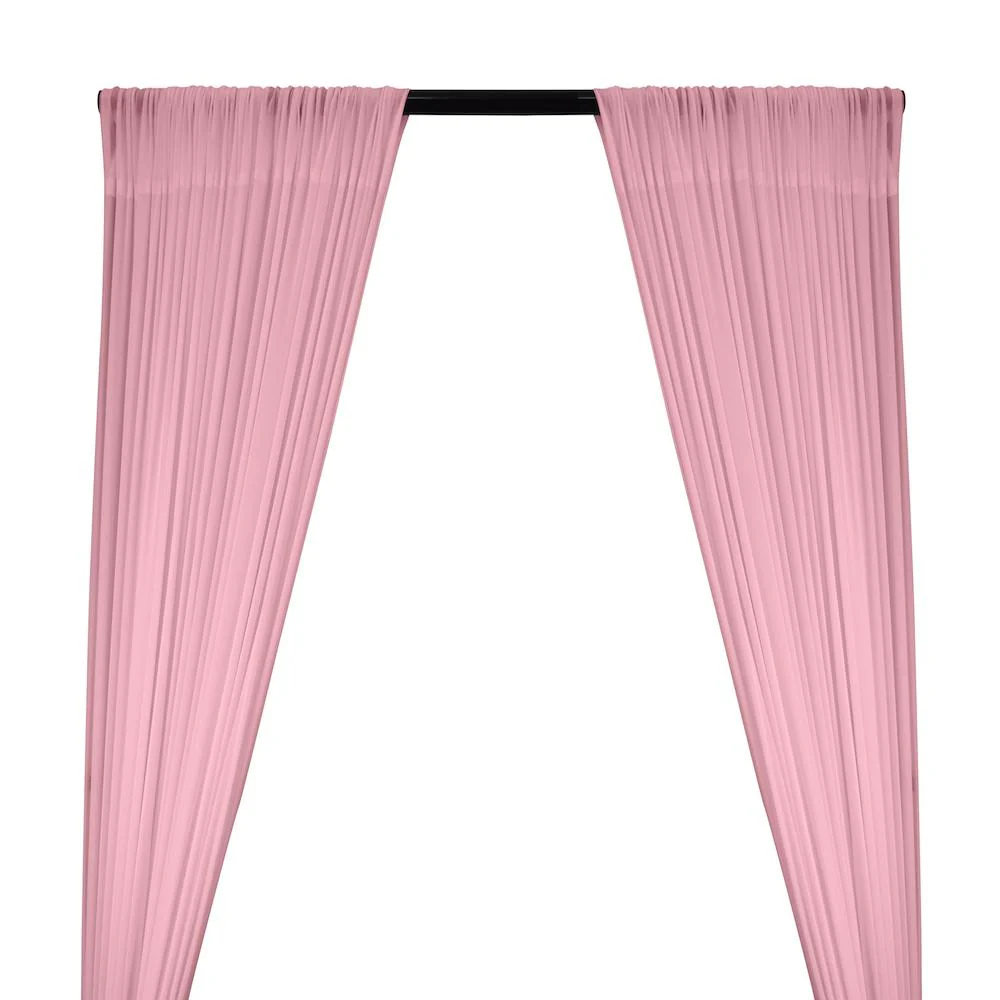 Power Mesh Rod Pocket Curtains - Pink