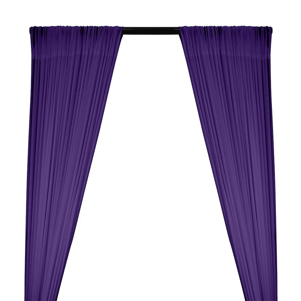 Power Mesh Rod Pocket Curtains - Purple