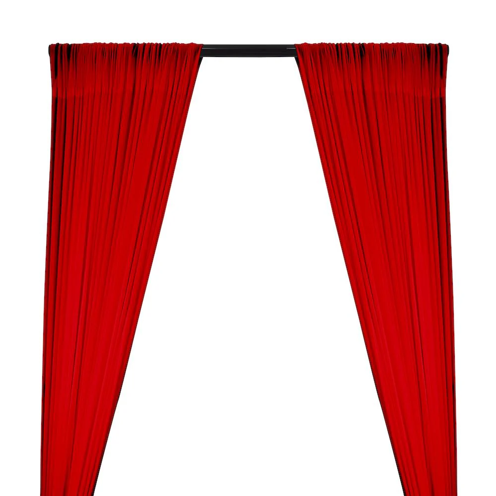Power Mesh Rod Pocket Curtains - Red