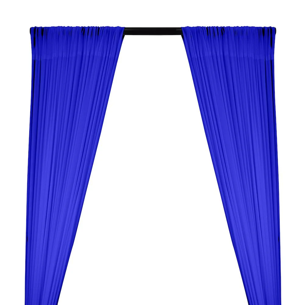Power Mesh Rod Pocket Curtains - Royal Blue