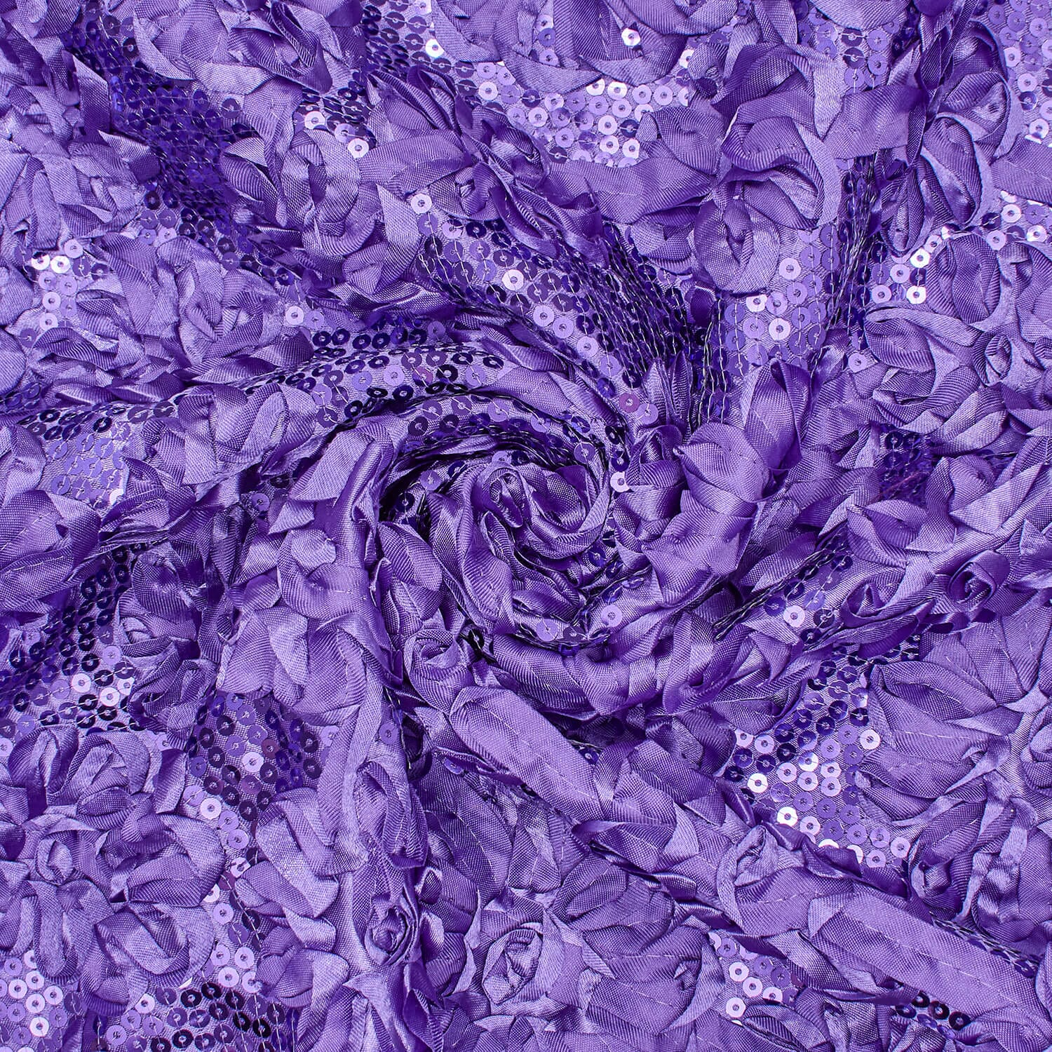 Purple Ribbon Sequins Rosette on Satin - Image 2