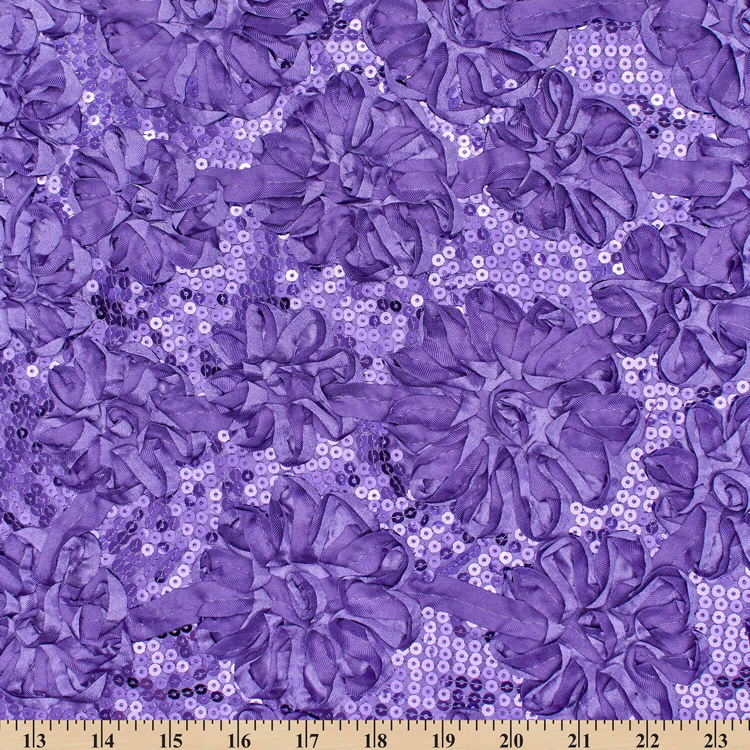 Purple Ribbon Sequins Rosette on Satin - Image 3