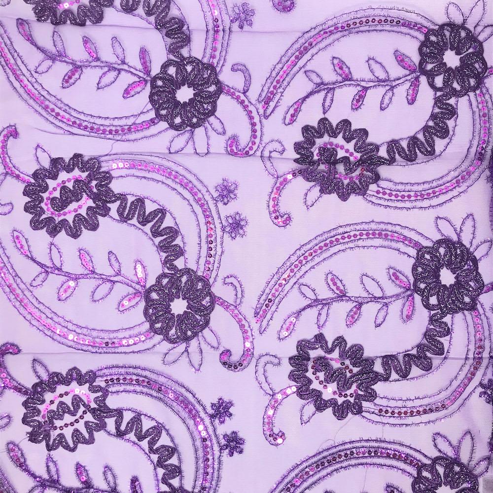 Purple Sparkle Sequins on Stretch Mesh