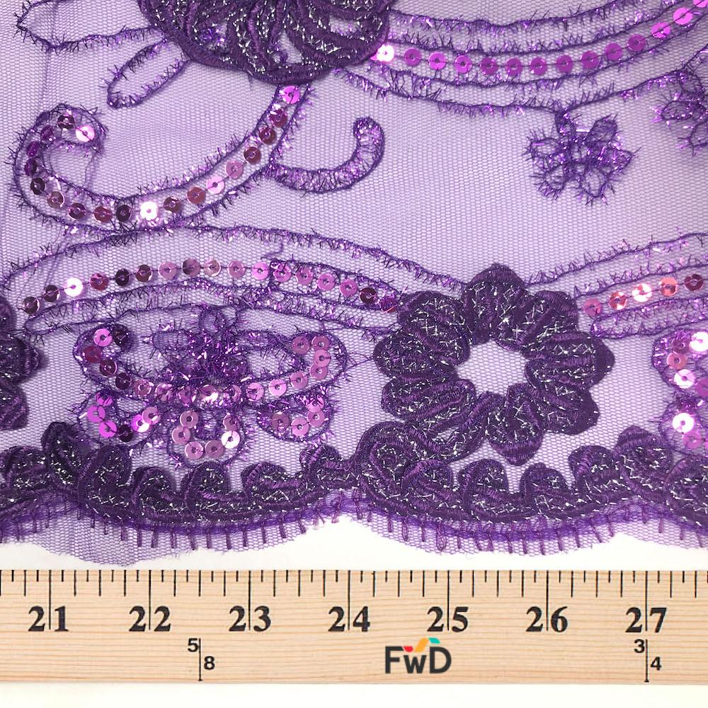 Purple Sparkle Sequins on Stretch Mesh - Image 4