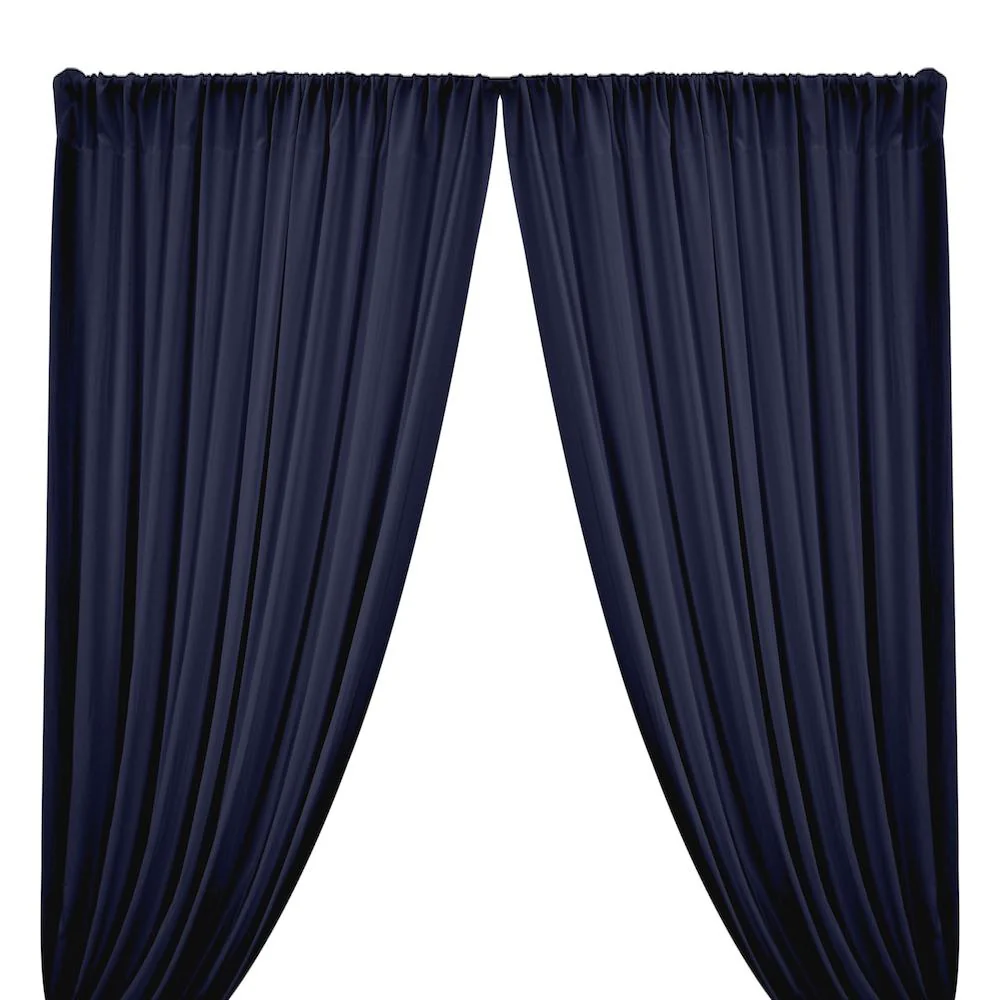 Rayon Challis Rod Pocket Curtains - Navy