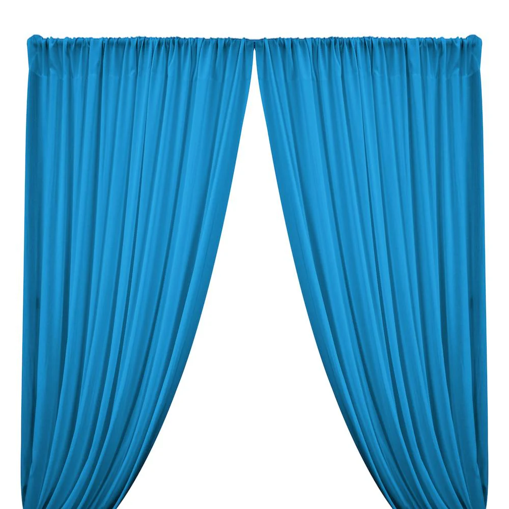 Rayon Challis Rod Pocket Curtains - Turquoise