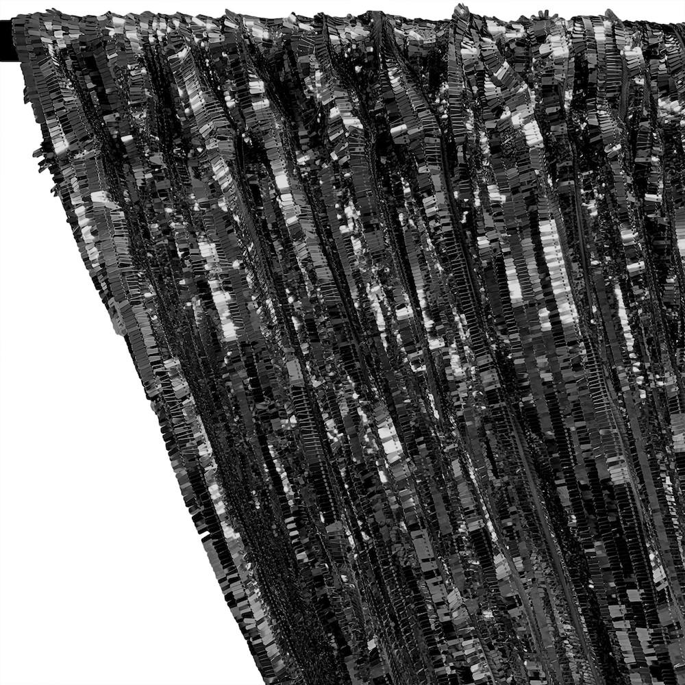 Rectangle Piano Sequins Rod Pocket Curtains - Black - Image 2