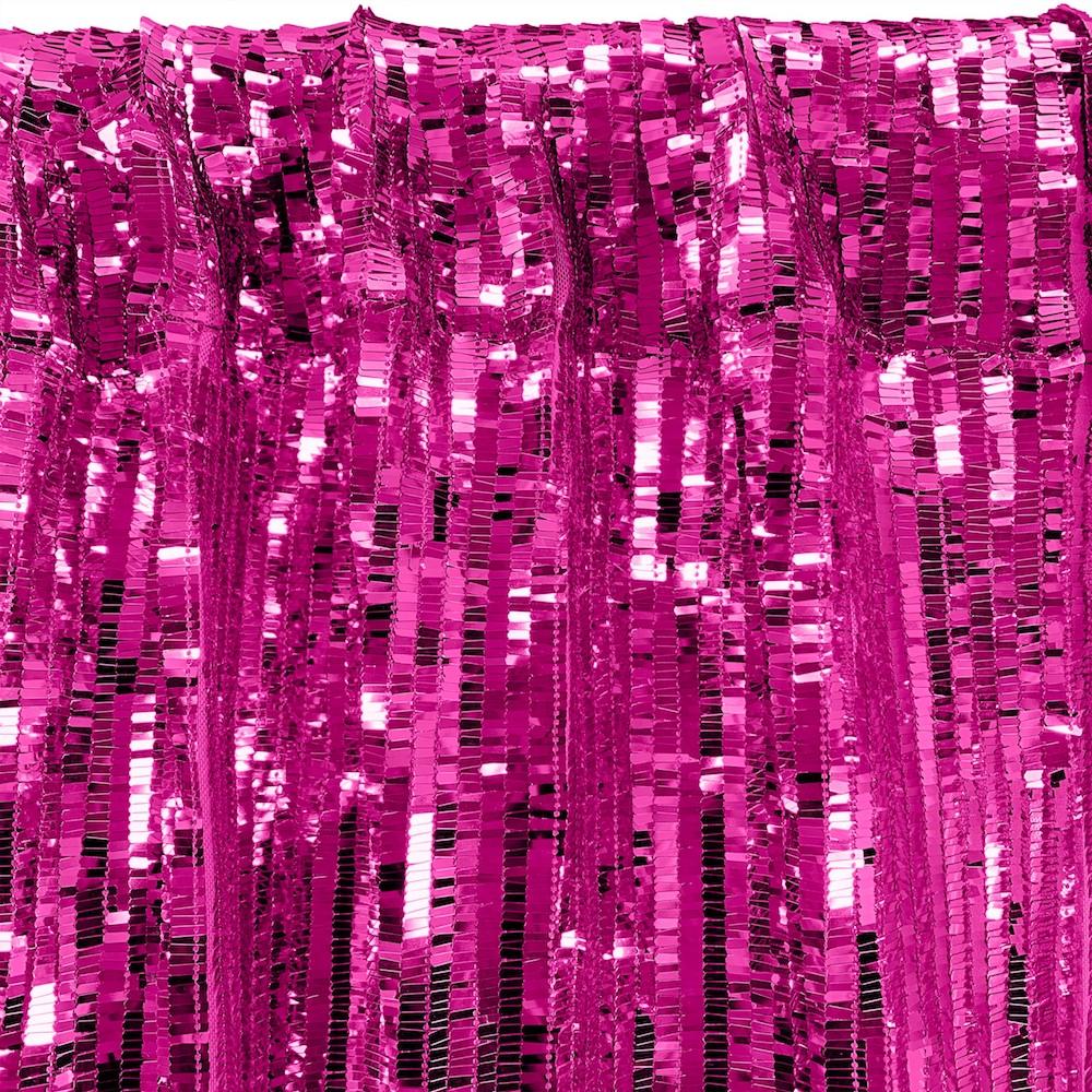 Rectangle Piano Sequins Rod Pocket Curtains - Fuchsia - Image 3