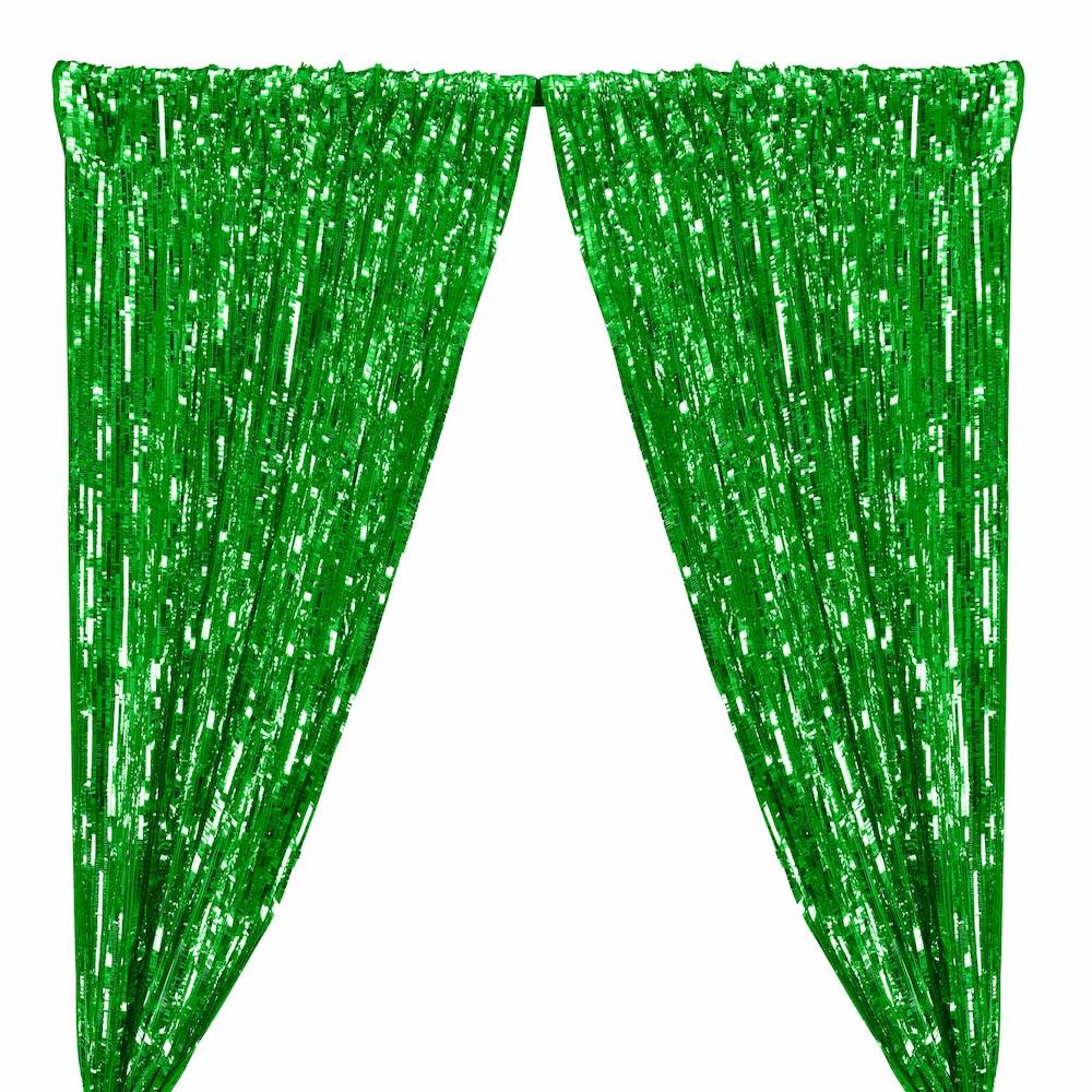 Rectangle Piano Sequins Rod Pocket Curtains - Kelly Green